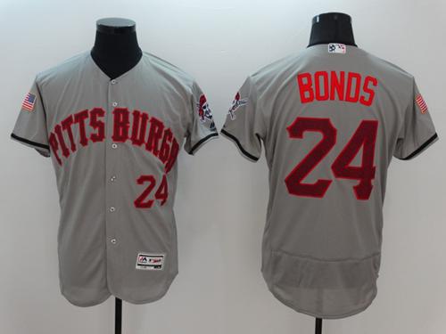 Pirates #24 Barry Bonds Grey Fashion Stars & Stripes Flexbase Authentic Stitched MLB Jersey